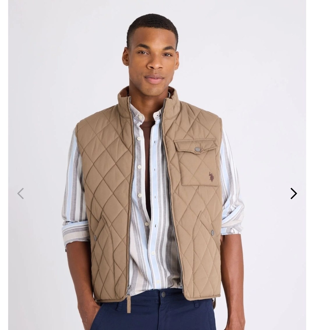 DIAMOND QUILT VEST WITH CORDUROY COLLAR