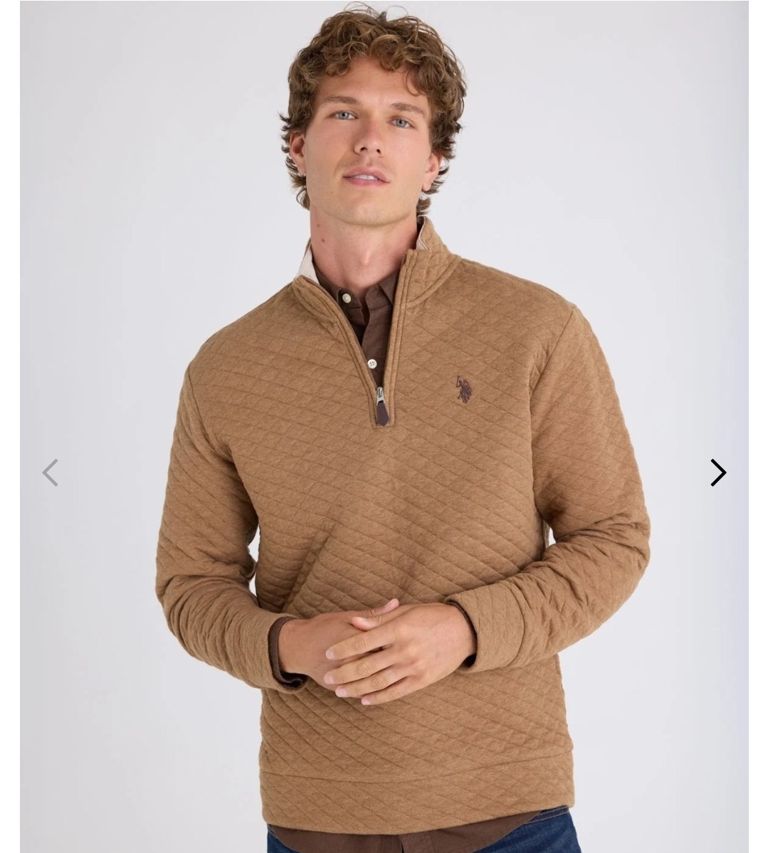 1/4 ZIP QUILTED KNIT PULLOVER