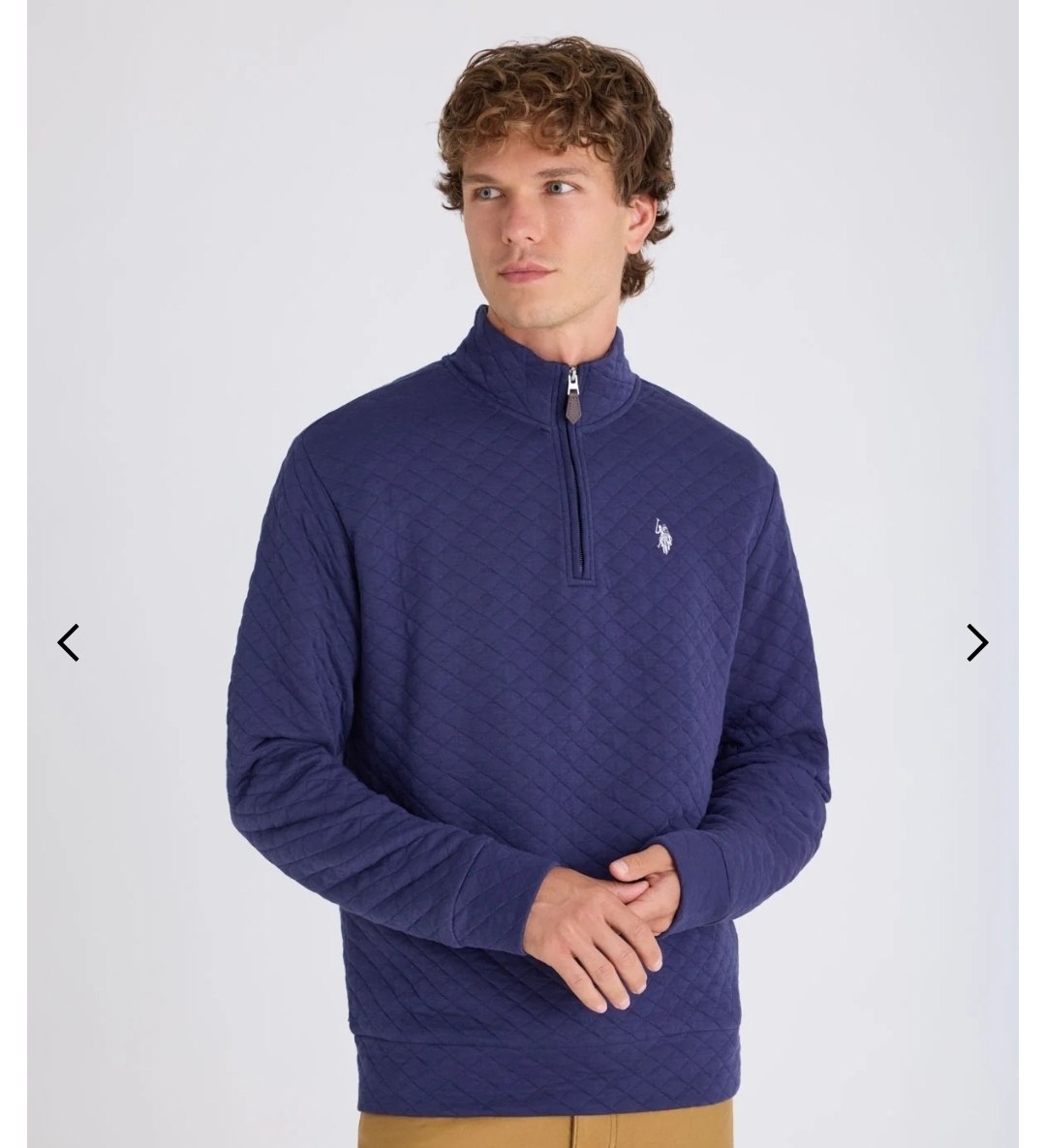 1/4 ZIP QUILTED KNIT PULLOVER