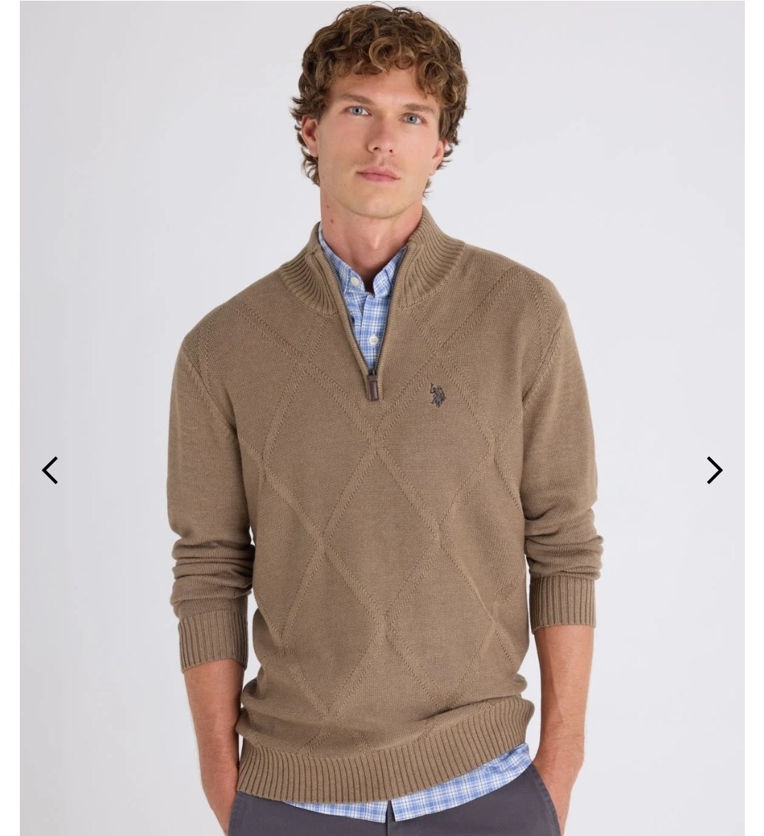 1/4 ZIP DIAMOND FRONT SWEATER