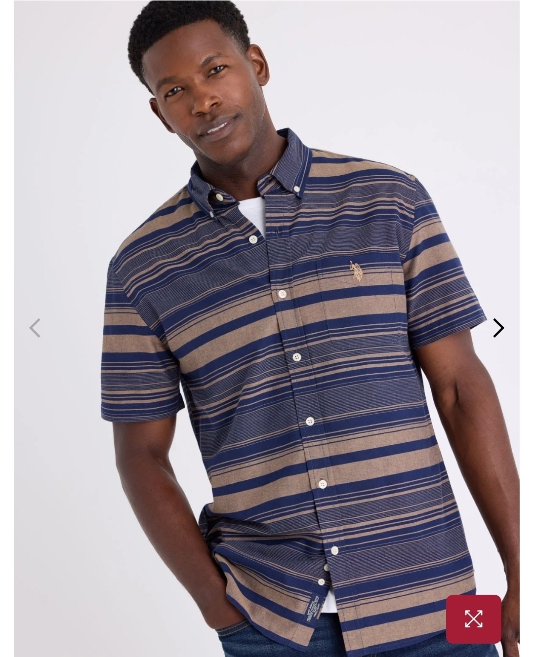 SHORT SLEEVE HORIZONTAL STRIPE OXFORD SHIRT