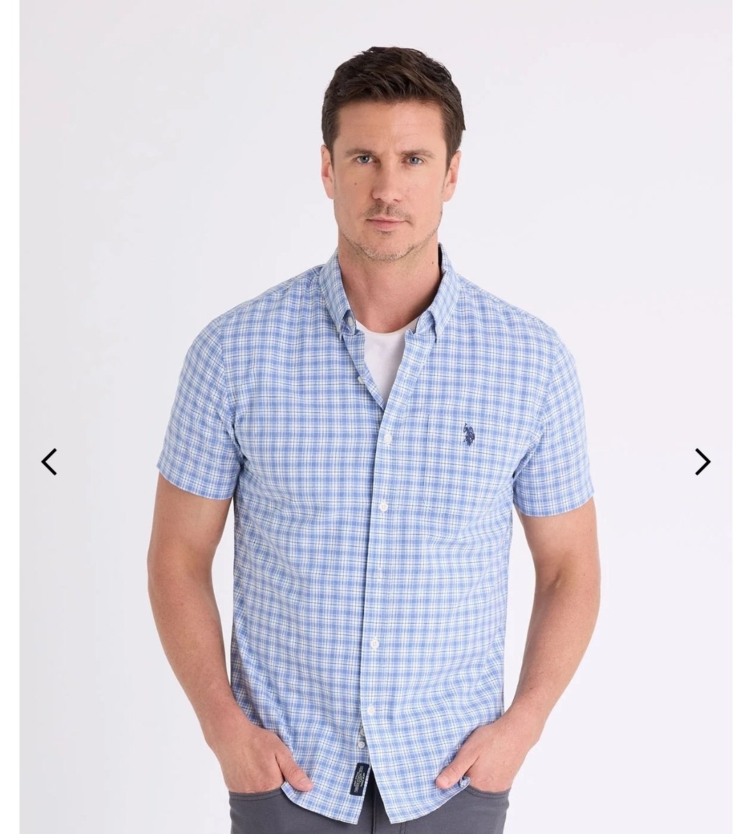 SHORT SLEEVE PLAID SLUB POPLIN HEATHER SHIRT
