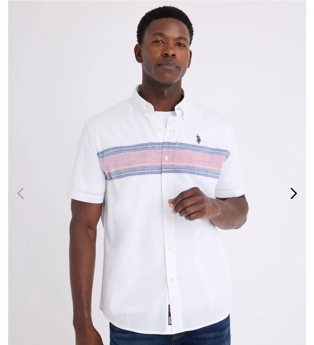 SHORT SLEEVE ENGINEERED CHEST STRIPE POPLIN SHIRT
