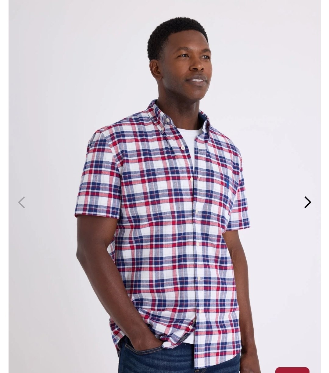 SHORT SLEEVE SLUB POPLIN PLAID SHIRT