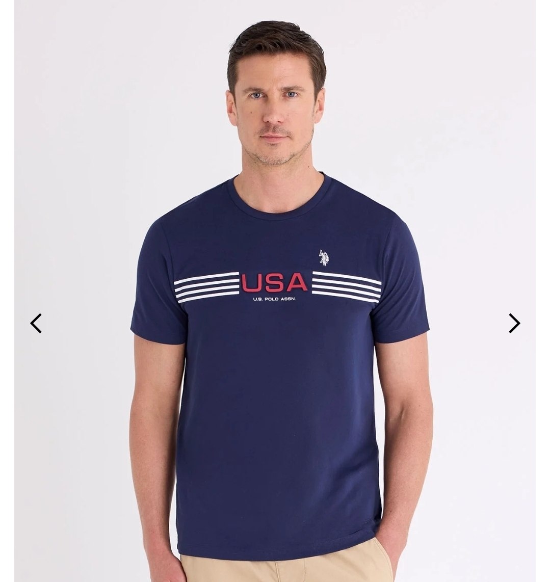 USA EMBOSSED CHEST STRIPE T-SHIRT
