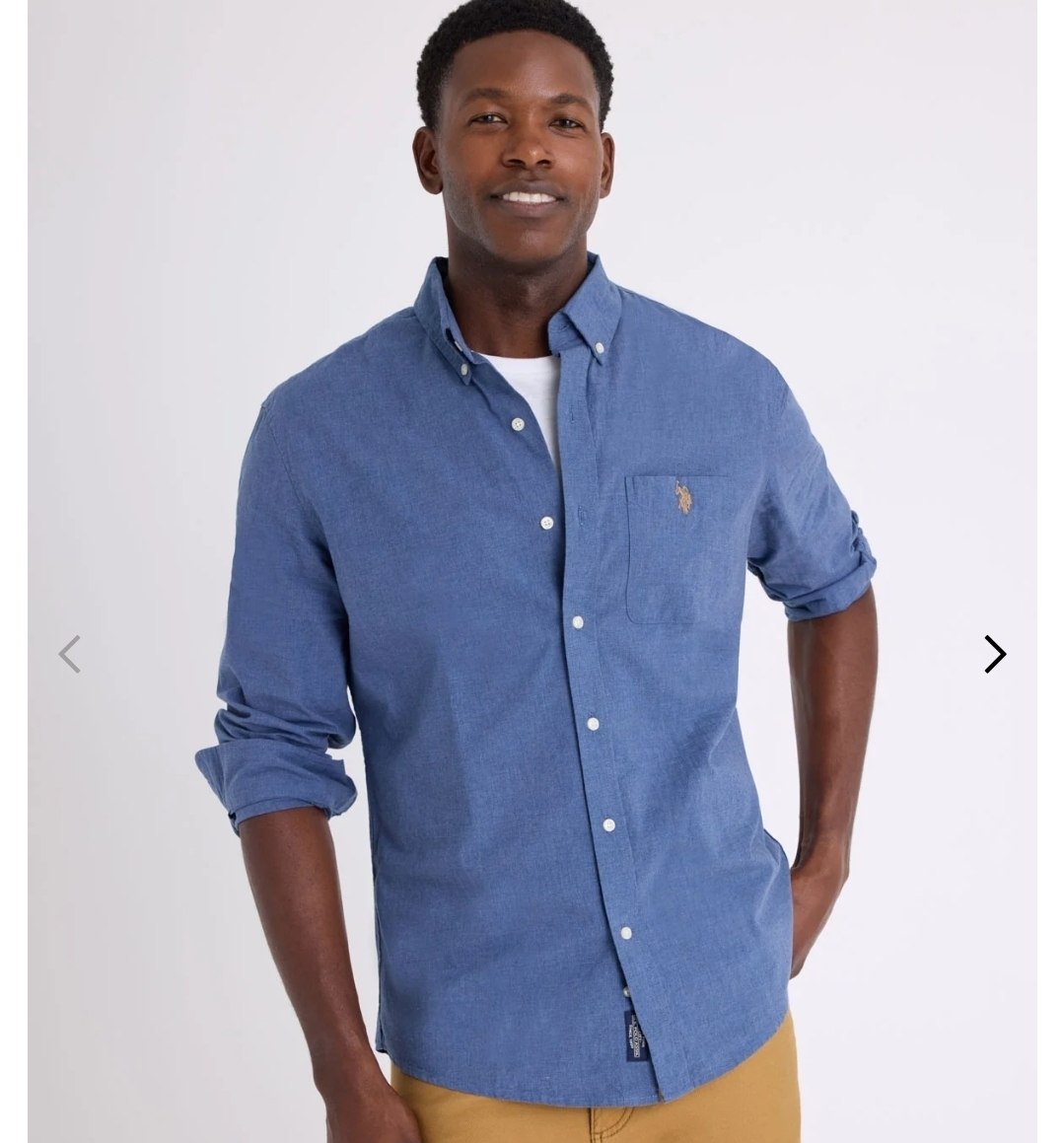 LONG SLEEVE COTTON YARN DYE HEATHER POPLIN SHIRT