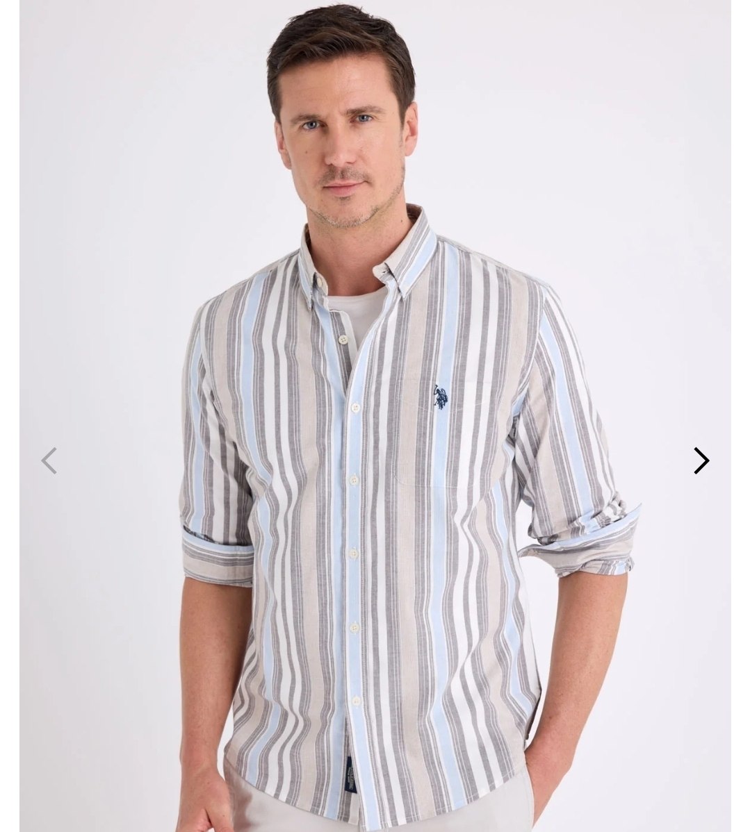 LONG SLEEVE COTTON STRETCH STRIPE MADRAS SHIRT