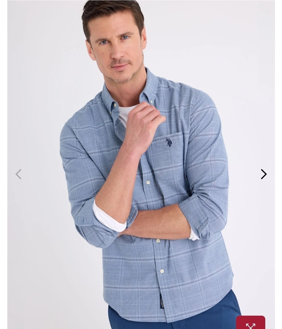 LONG SLEEVE COTTON STRETCH GLEN PLAID SHIRT
