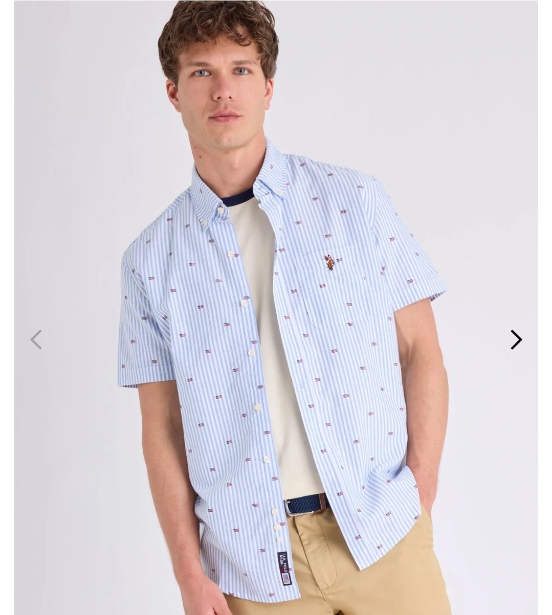 SHORT SLEEVE ALLOVER FLAG PRINT OXFORD SHIRT