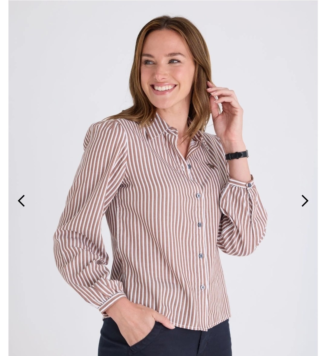 BALLOON SLEEVE STRIPE SHIRT
