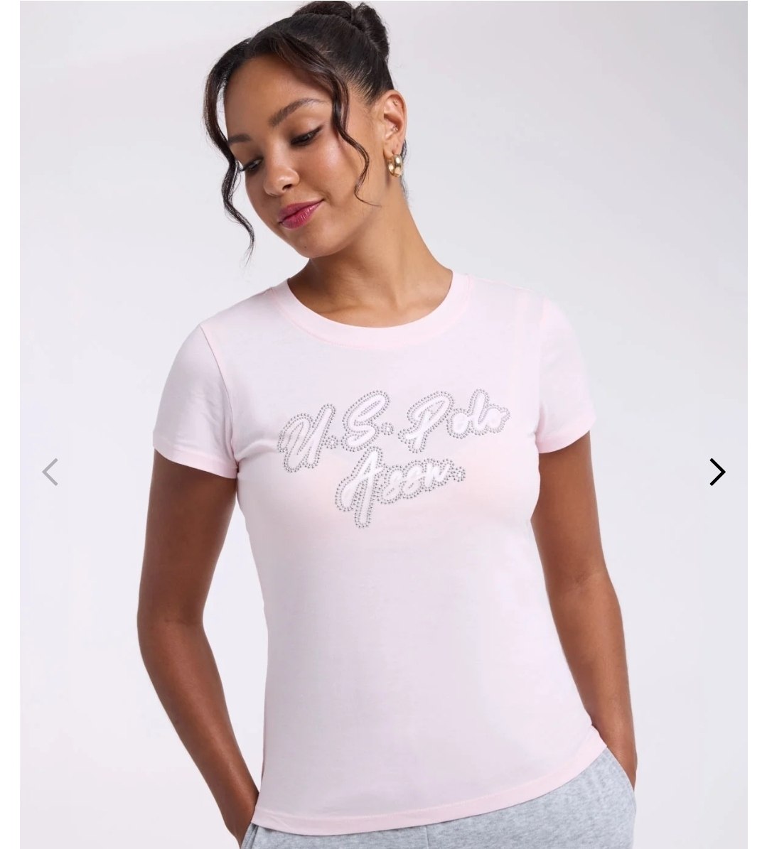 SCRIPT WORDMARK STUDDED RIB T-SHIRT