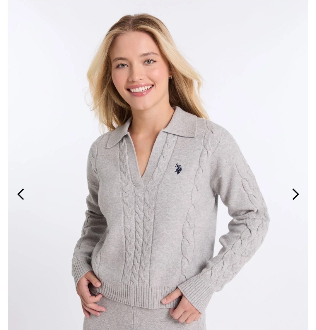 SPLIT NECK CABLE SWEATER