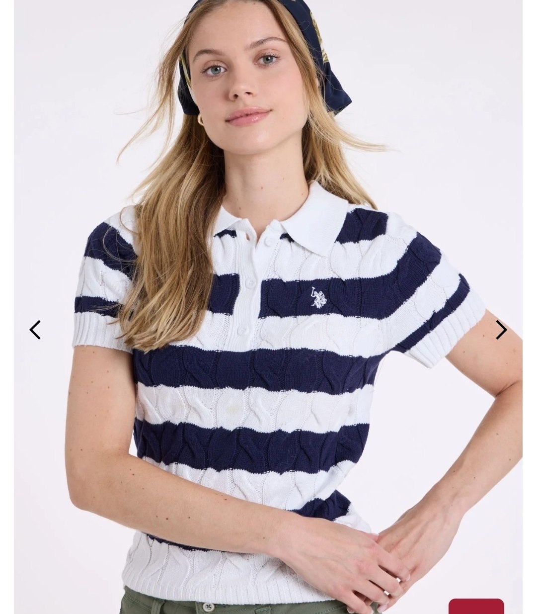 STRIPED HENLEY CABLE SWEATER POLO SHIRT