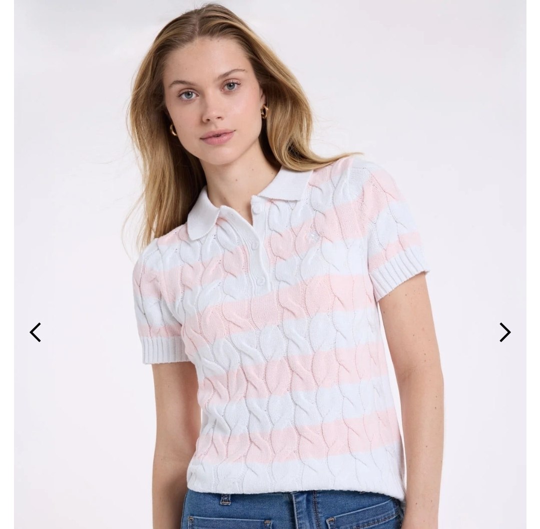 STRIPED HENLEY CABLE SWEATER POLO SHIRT