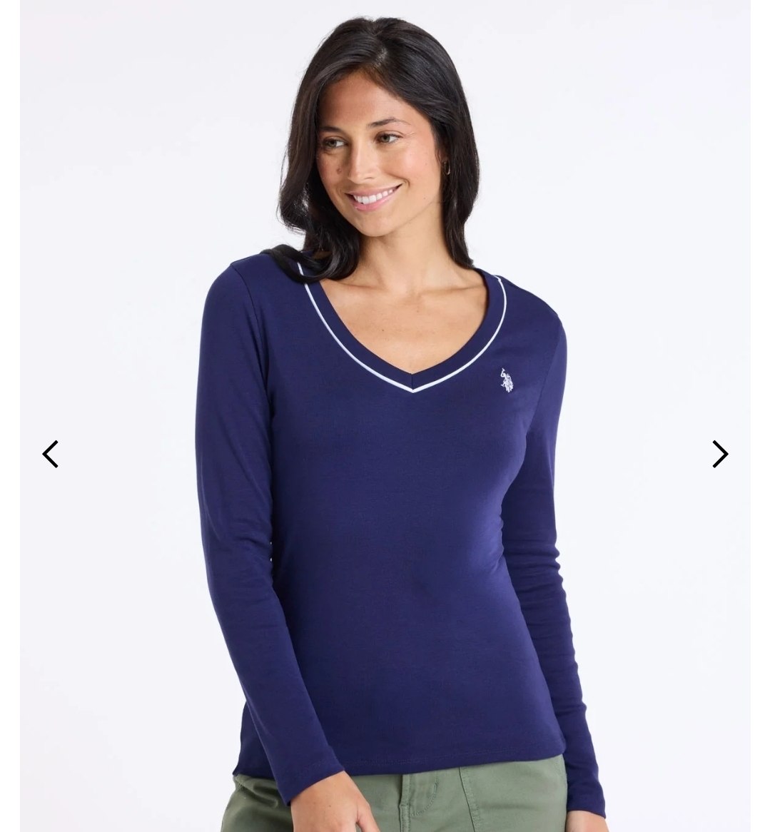 LONG SLEEVE RIB PIPE V-NECK T-SHIRT