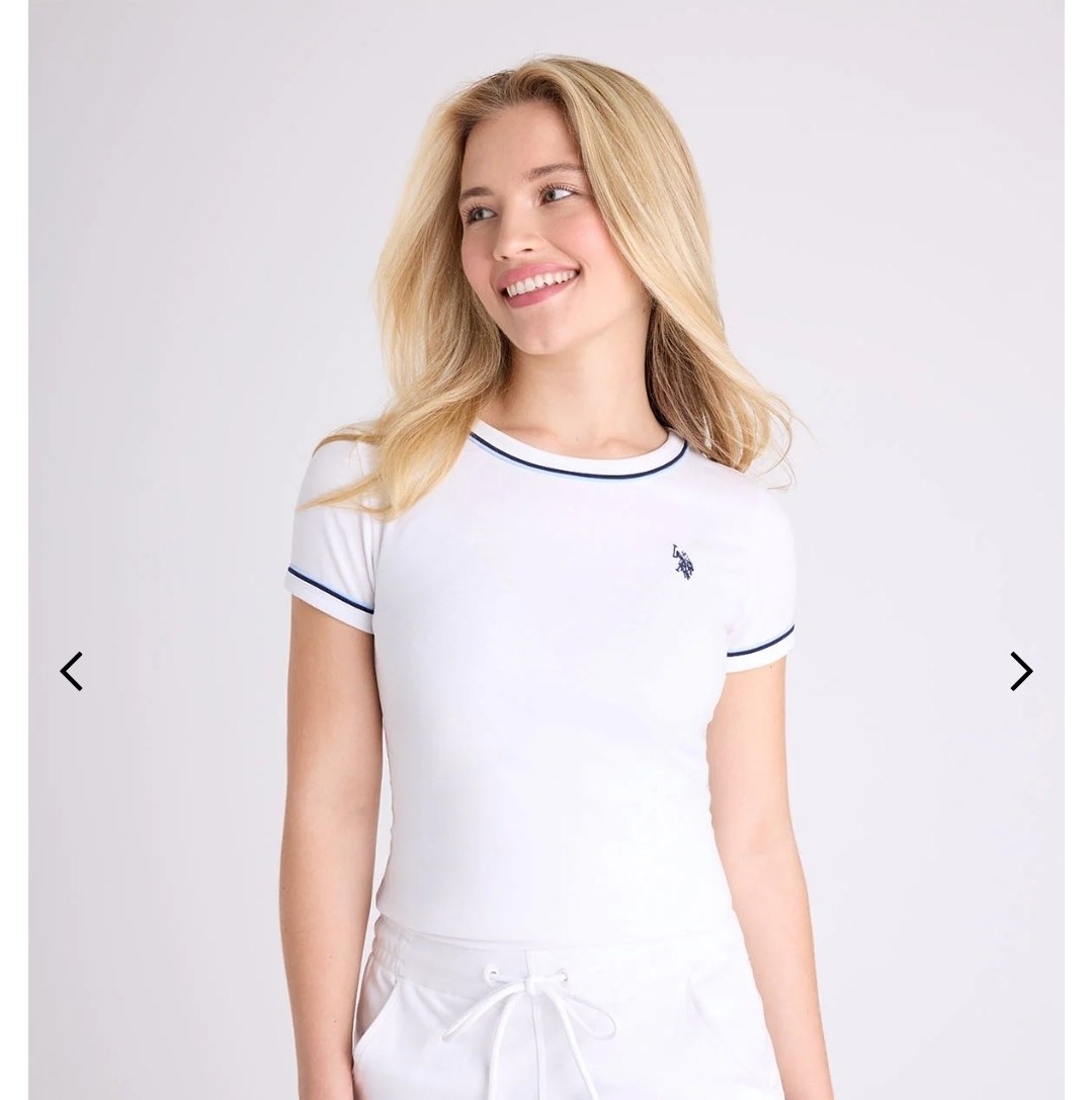 SEMI SCOOP DOUBLE NECK TRIM T-SHIRT