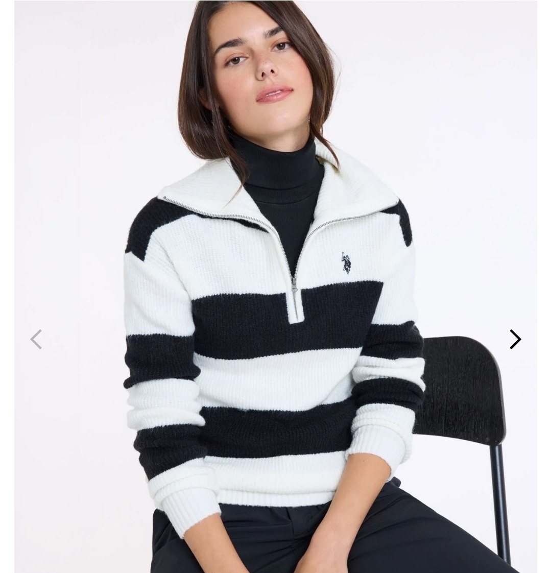 1/2 ZIP RUGBY STRIPE SWEATER