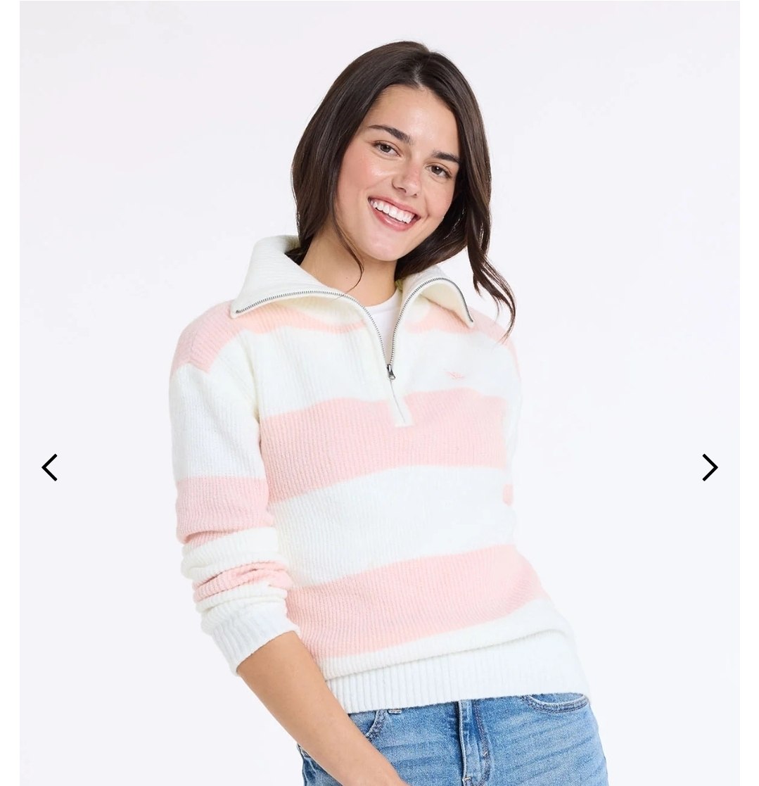 1/2 ZIP RUGBY STRIPE SWEATER