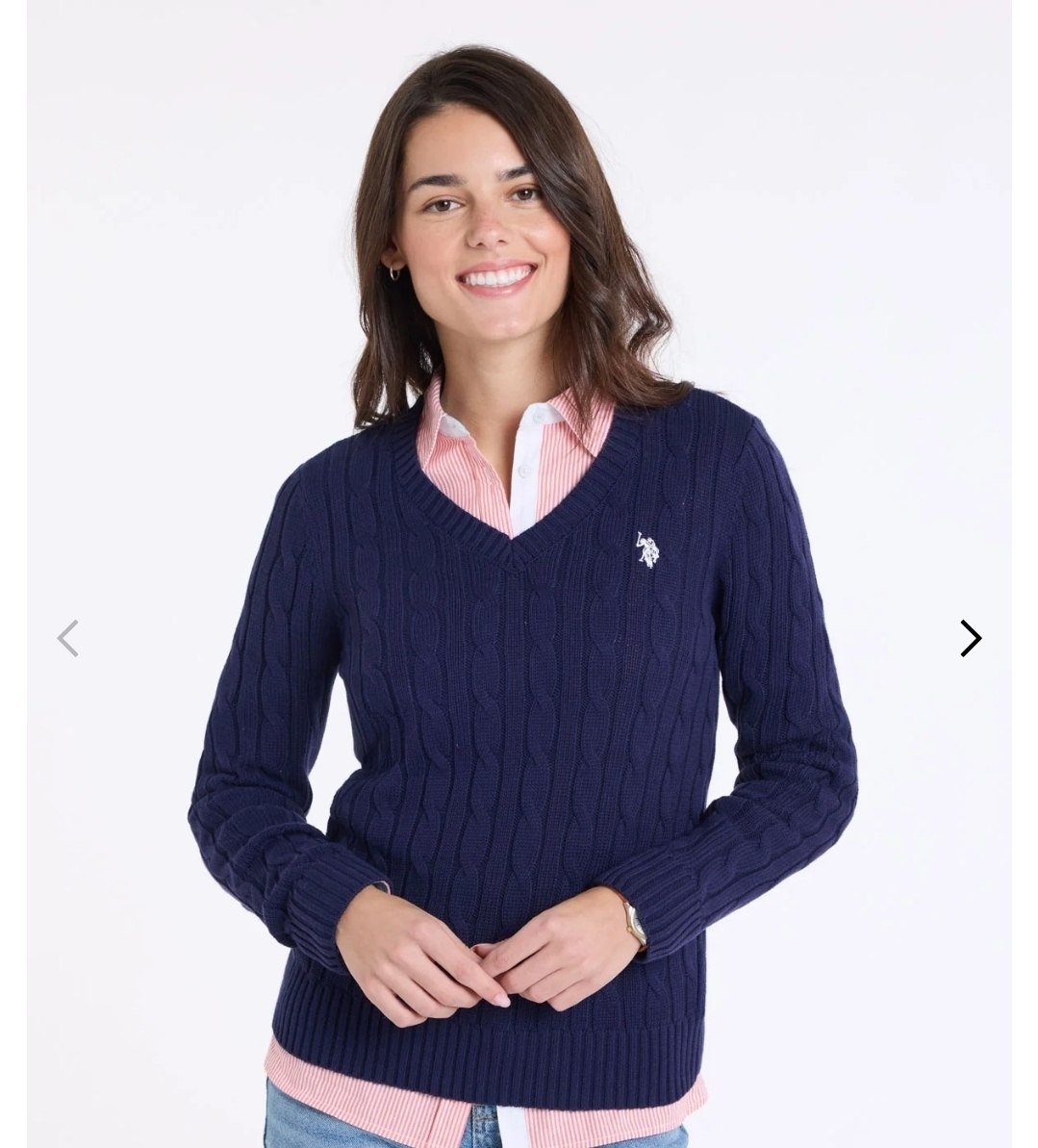 CABLE V-NECK SWEATER