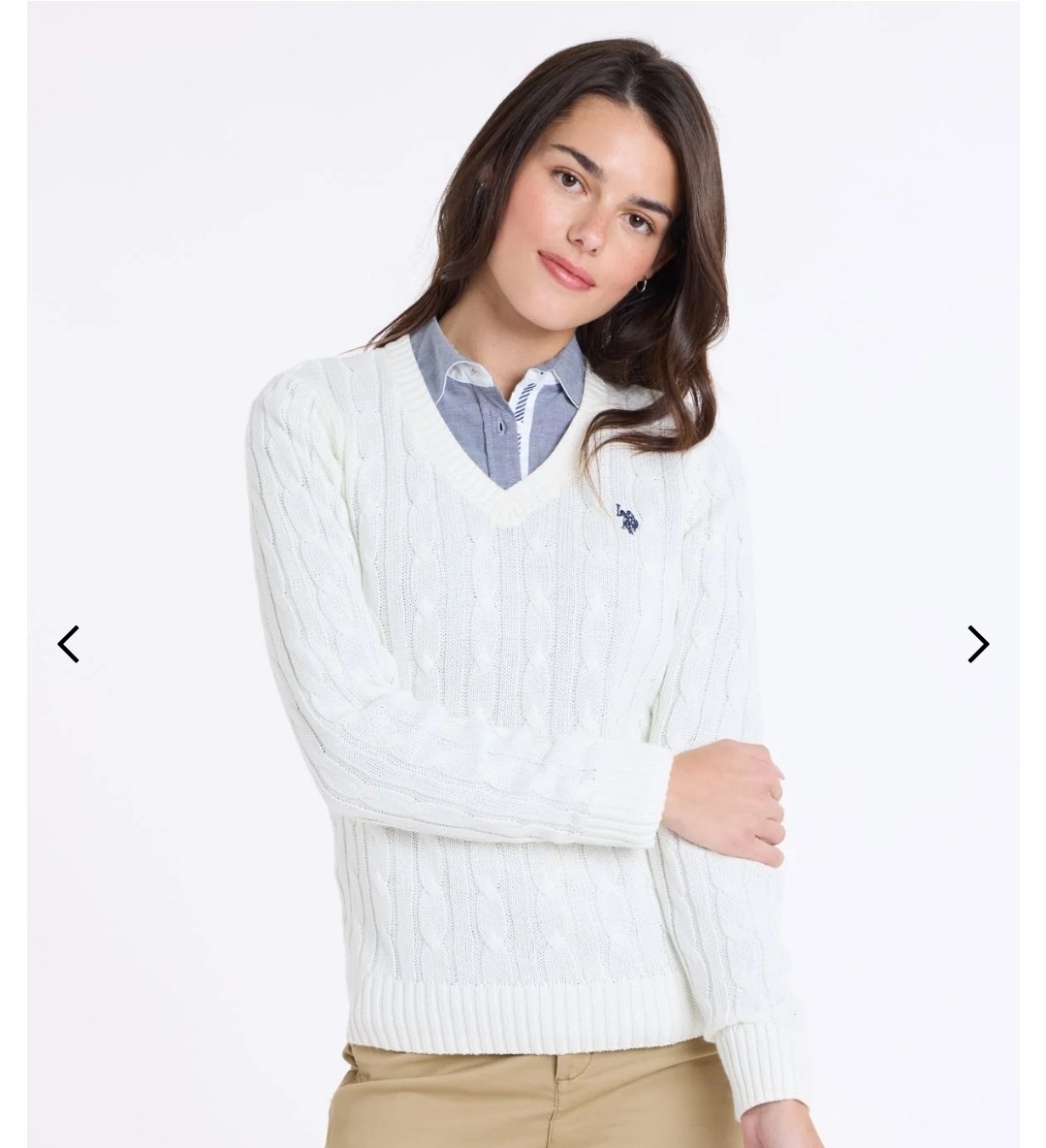 CABLE V-NECK SWEATER