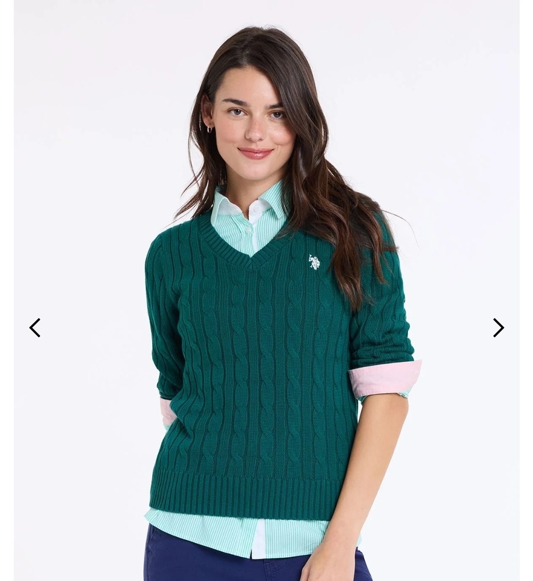 CABLE V-NECK SWEATER