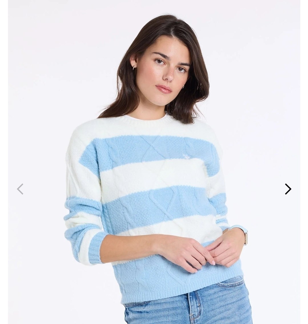 MIXED CABLE RUGBY STRIPE SWEATER