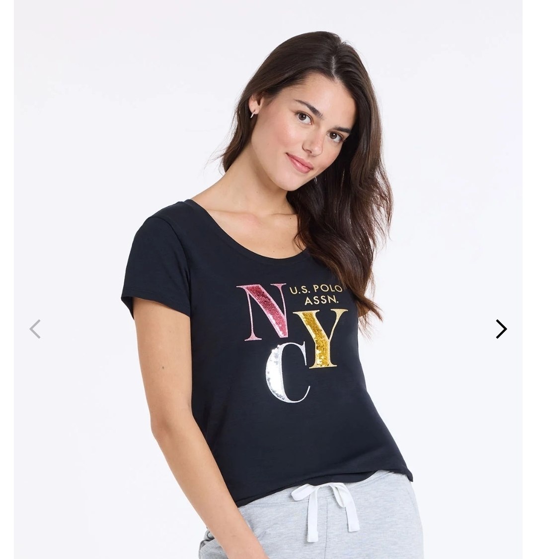 NYC SEQUINS SEMI SCOOP JERSEY T-SHIRT