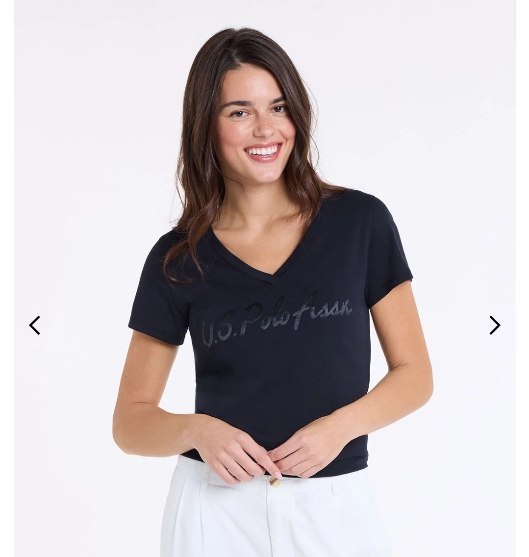 SHINY SATEEN PRINT V-NECK T-SHIRT