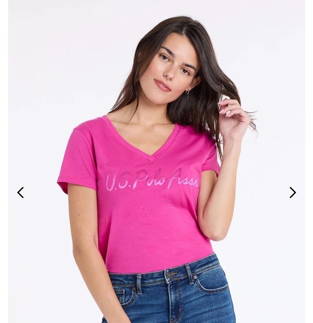 SHINY SATEEN PRINT V-NECK T-SHIRT