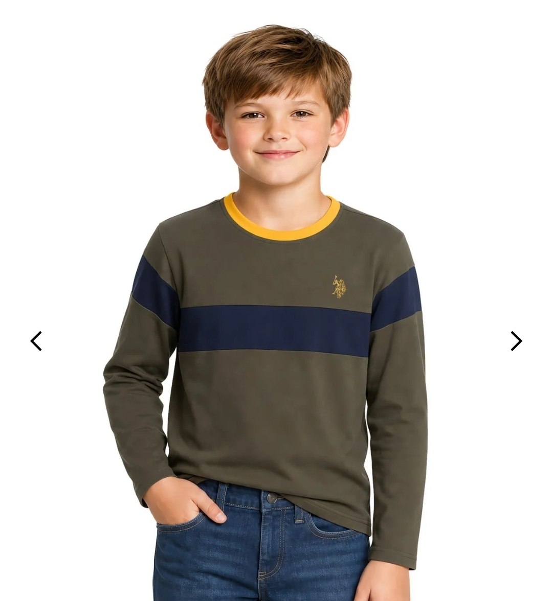 BOYS CHEST STRIPE LONG SLEEVE T-SHIRT