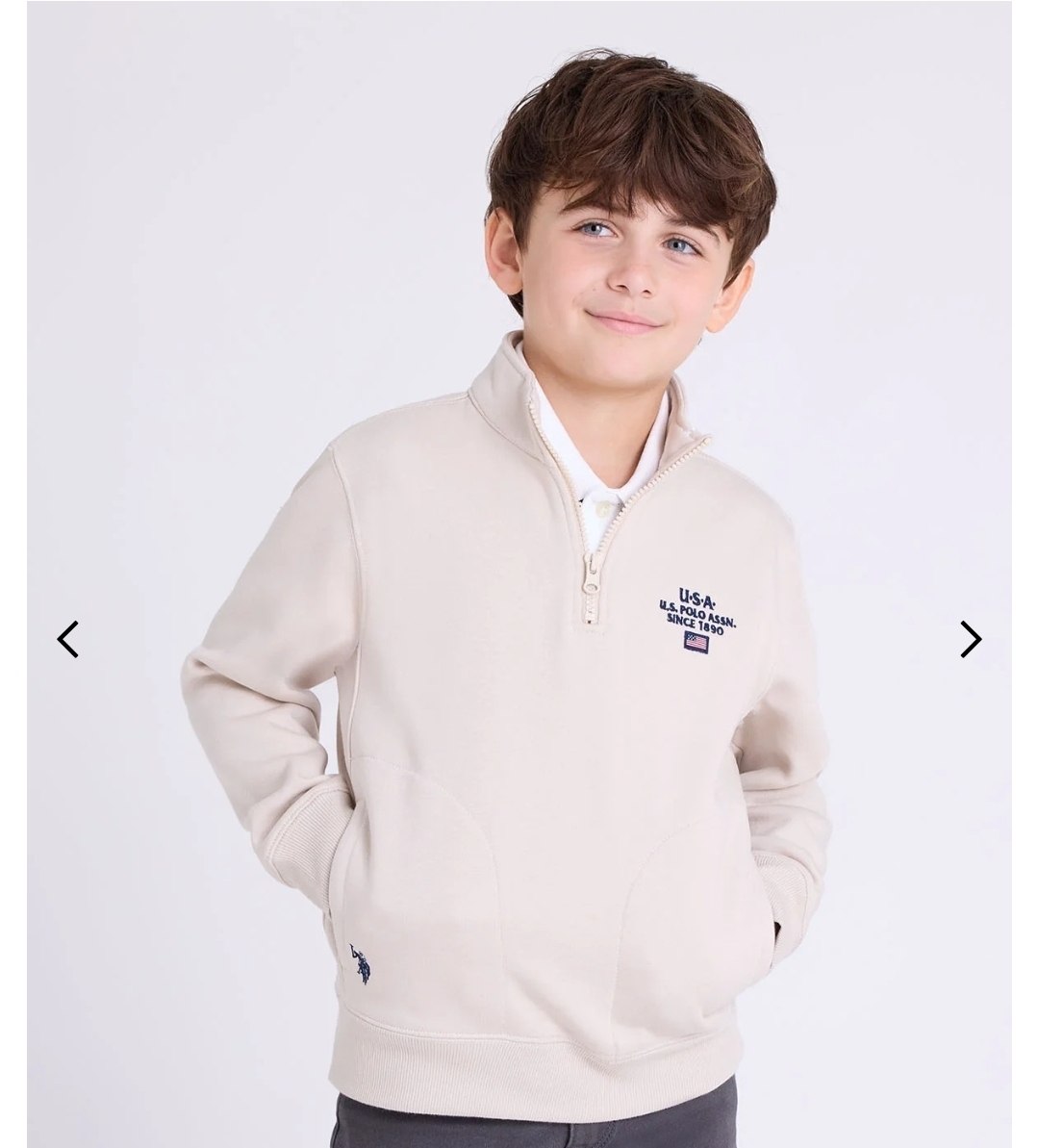 BOYS USA 1/4 ZIP FLEECE MOCK PULLOVER