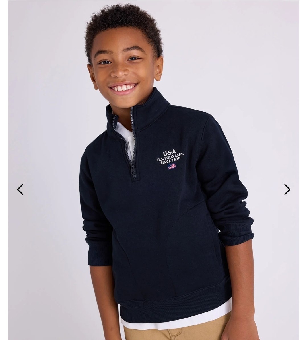 BOYS USA 1/4 ZIP FLEECE MOCK PULLOVER