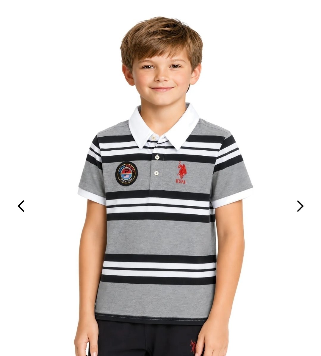 BOYS YARN DYE STRIPE PIQUE POLO SHIRT