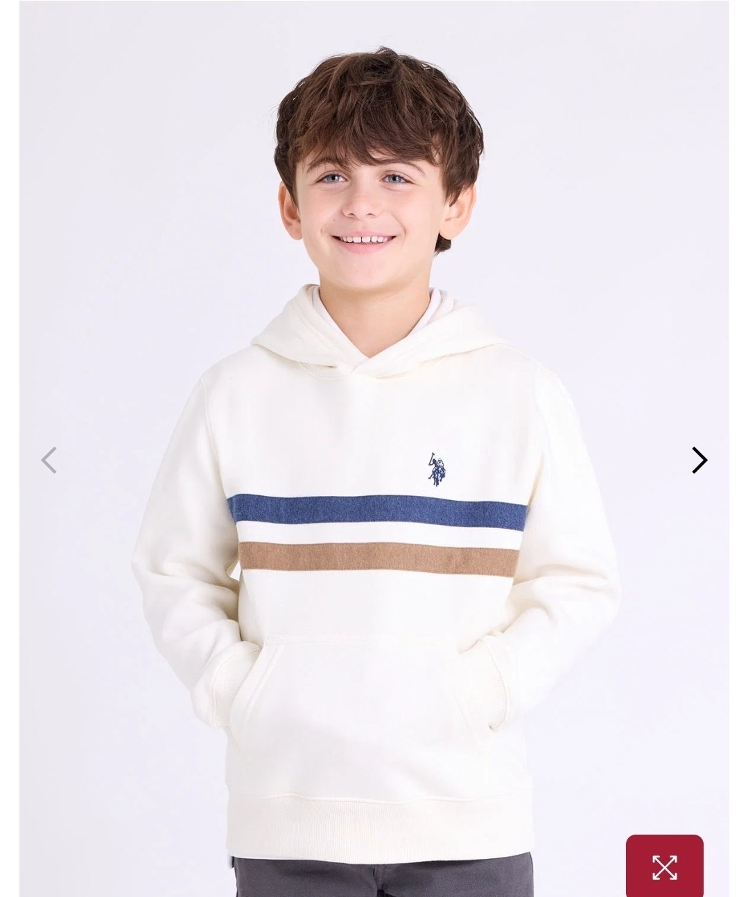 BOYS CHEST STRIPE FLEECE HOODIE