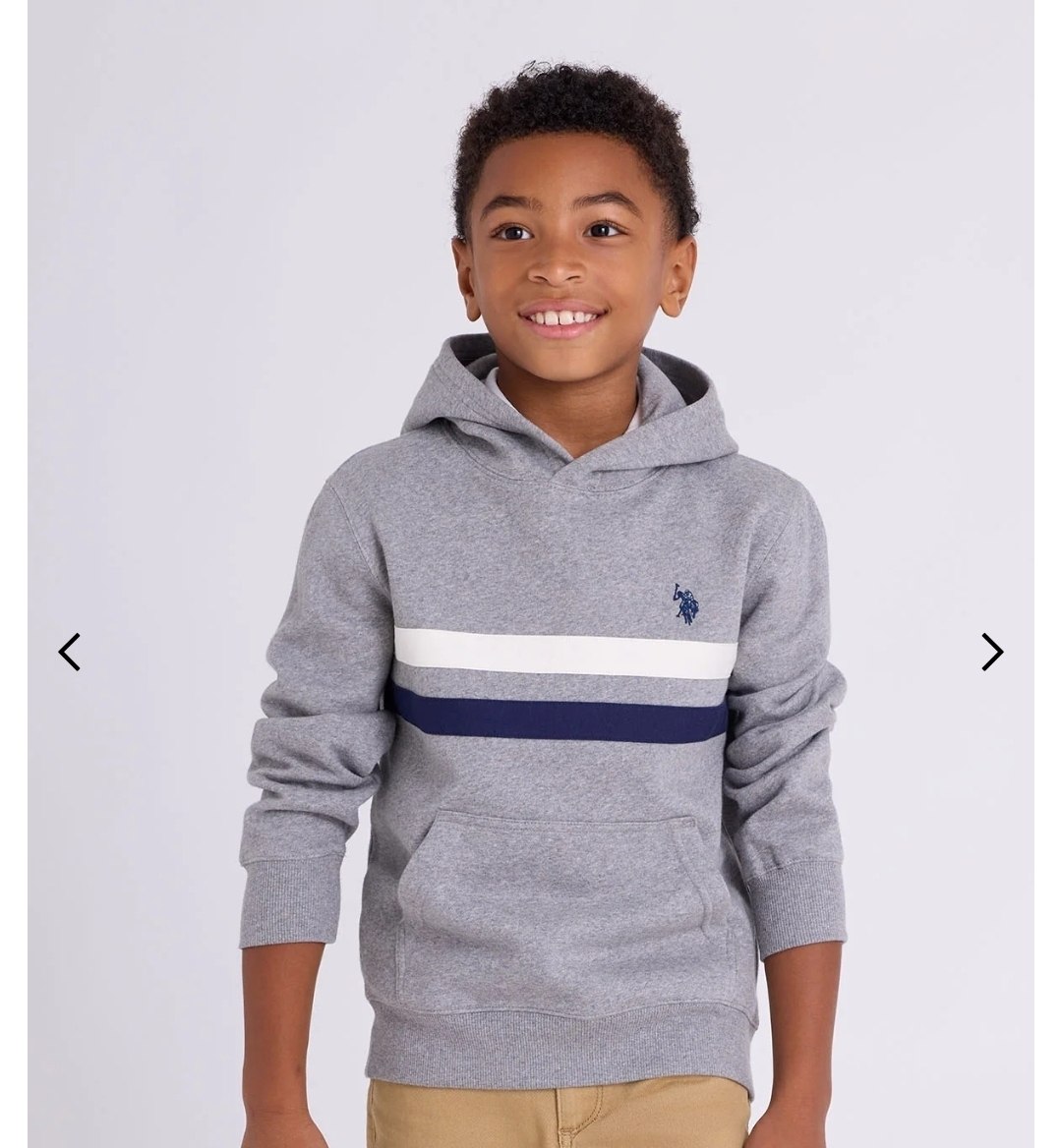 BOYS CHEST STRIPE FLEECE HOODIE