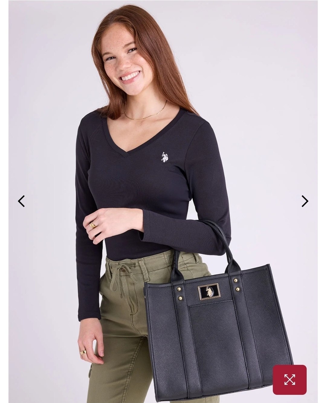 USPA BOX TOTE WITH CROSSBODY STRAP