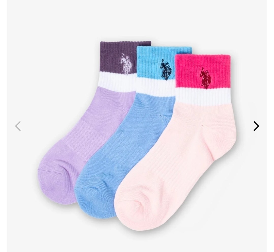 LADIES 3PK TRI COLOR ASSORTED QUARTER CREW SOCKS