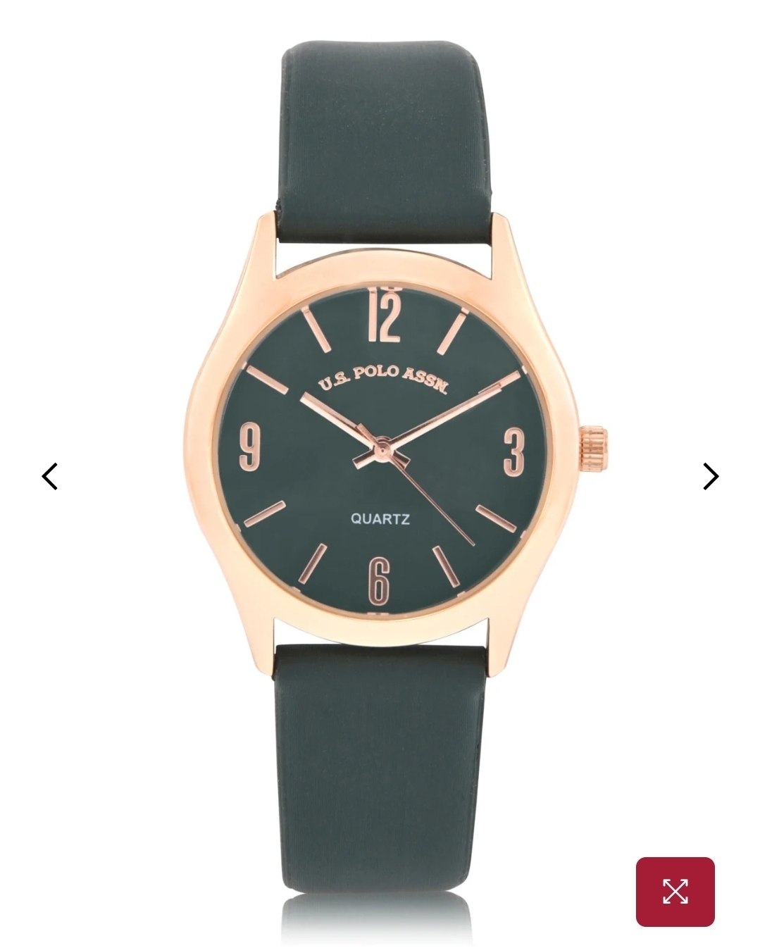 LADIES GREEN STRAP WATCH WITH GOLD ACCENT