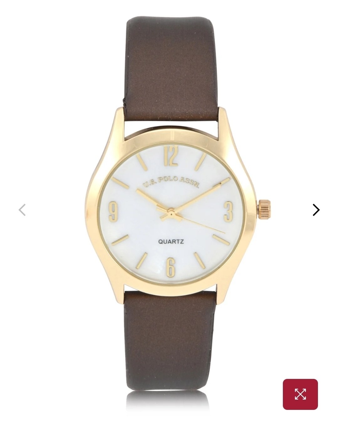 LADIES BROWN STRAP WATCH WITH GOLD ACCENT