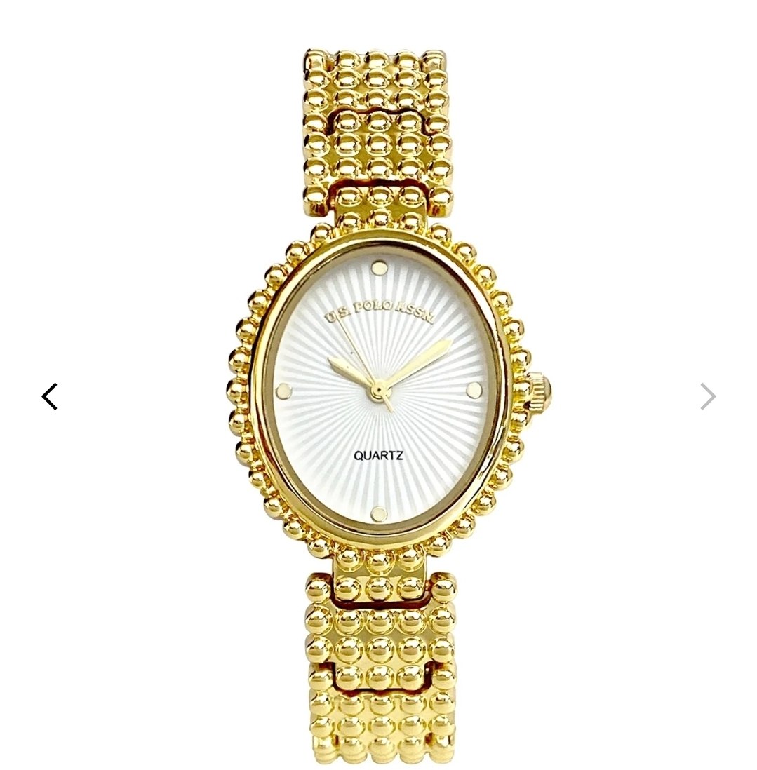 LADIES OVAL FACE GOLD ANALOG WATCH