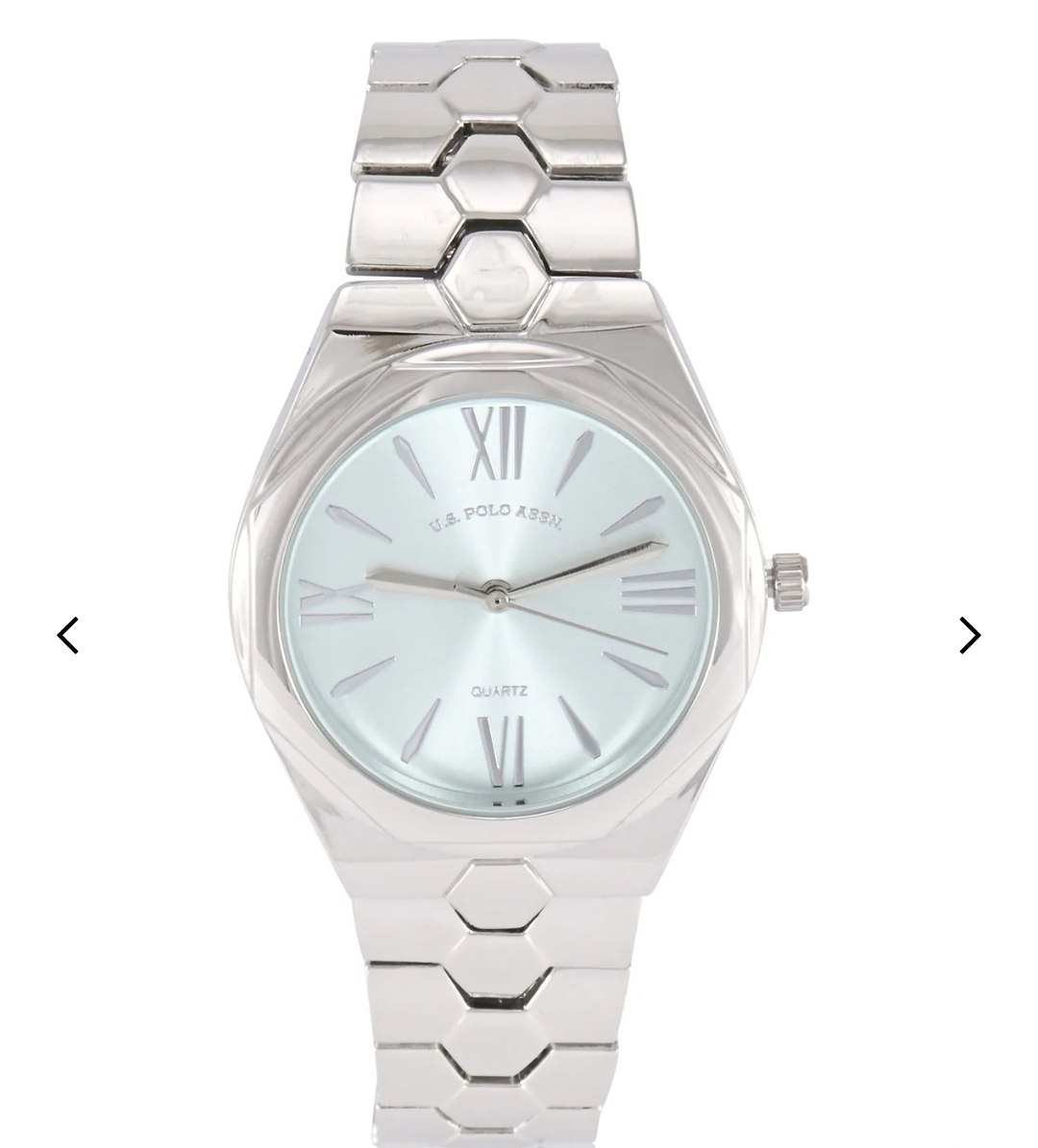 LADIES SILVER LINK WATCH WITH BLUE FACE