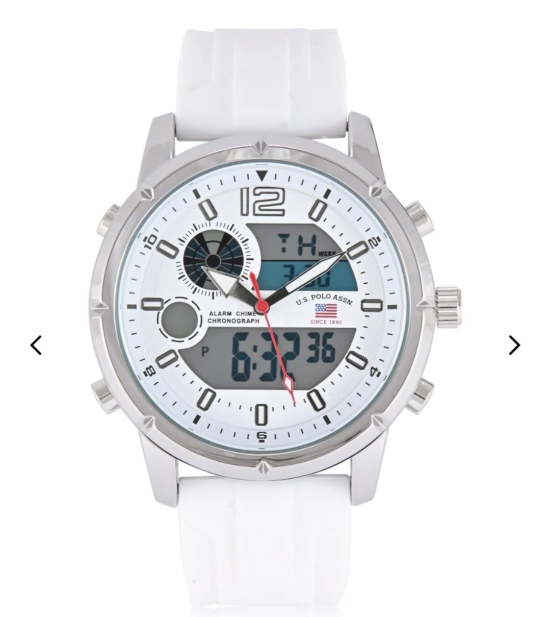 MENS WHITE STRAP ANADIGI WATCH
