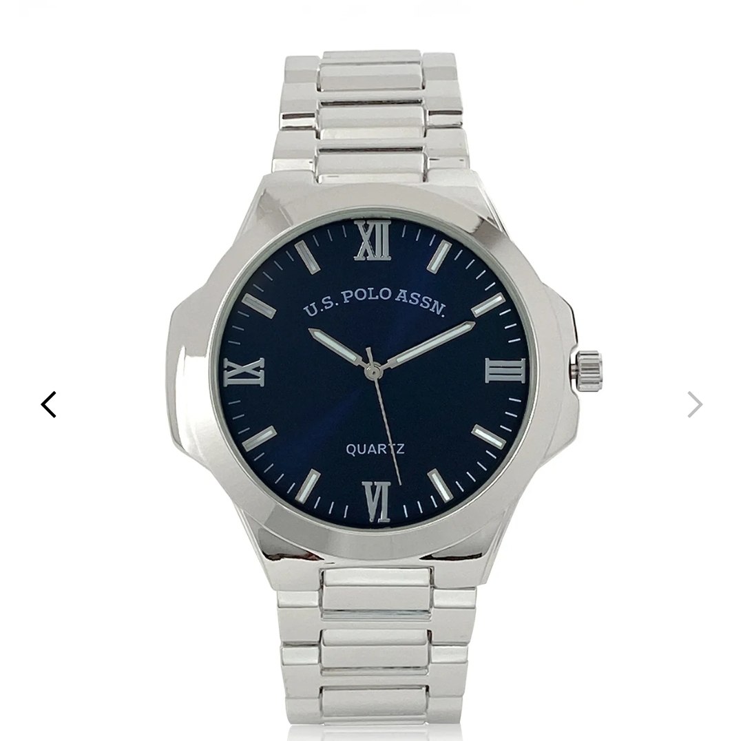 MENS SILVER LINK WATCH WITH BLUE FACE