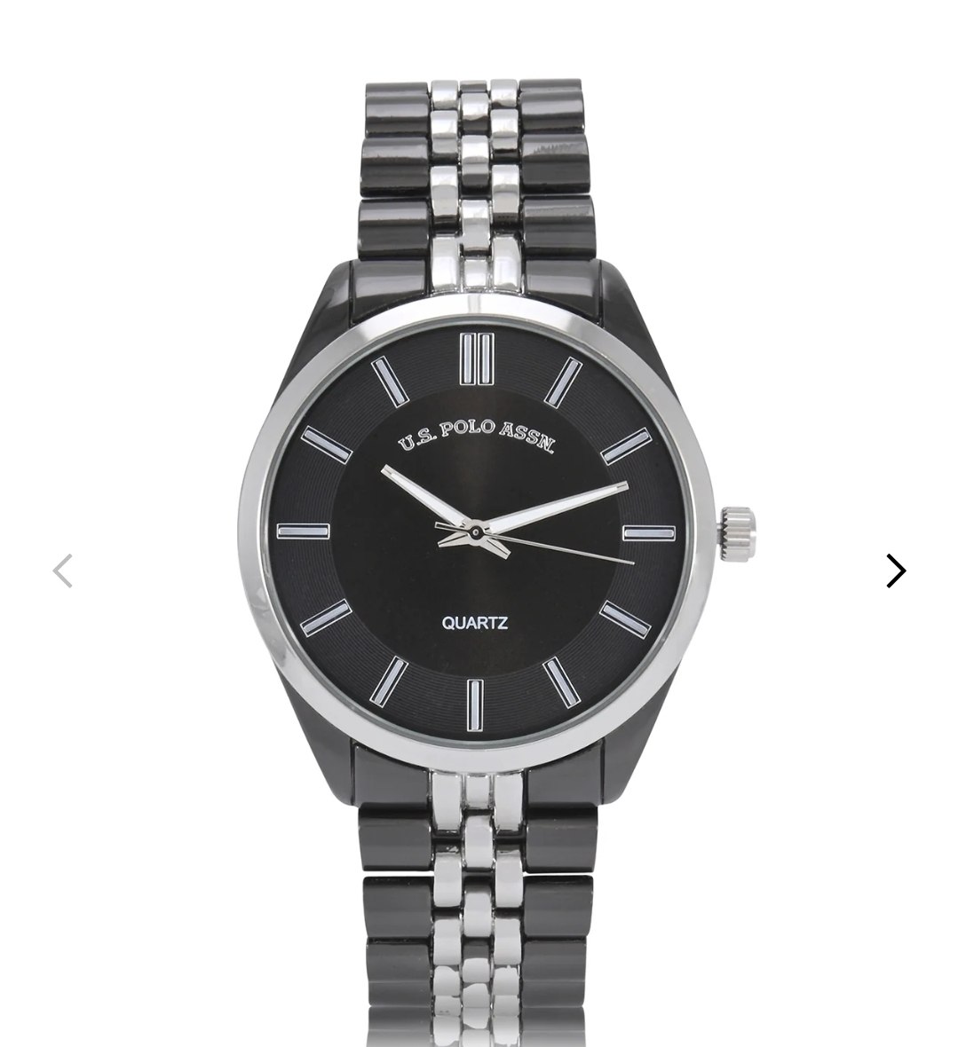 MENS TWO TONE GUNMETAL ANALOG LINK WATCH