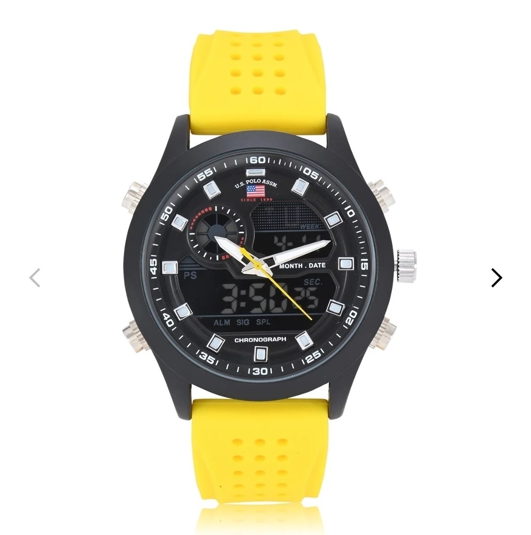 MENS YELLOW STRAP ANADIGI SPORTS WATCH