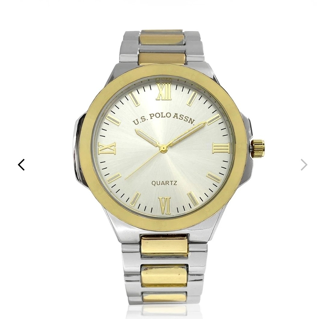 MENS TWO TONE SILVER AND GOLD LINK WATCH