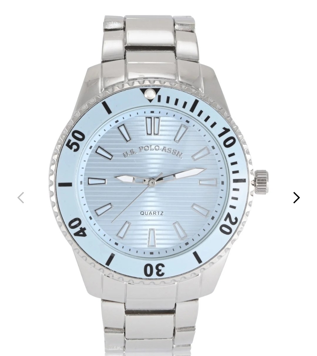 MENS SILVER LINK WATCH WITH BLUE FACE
