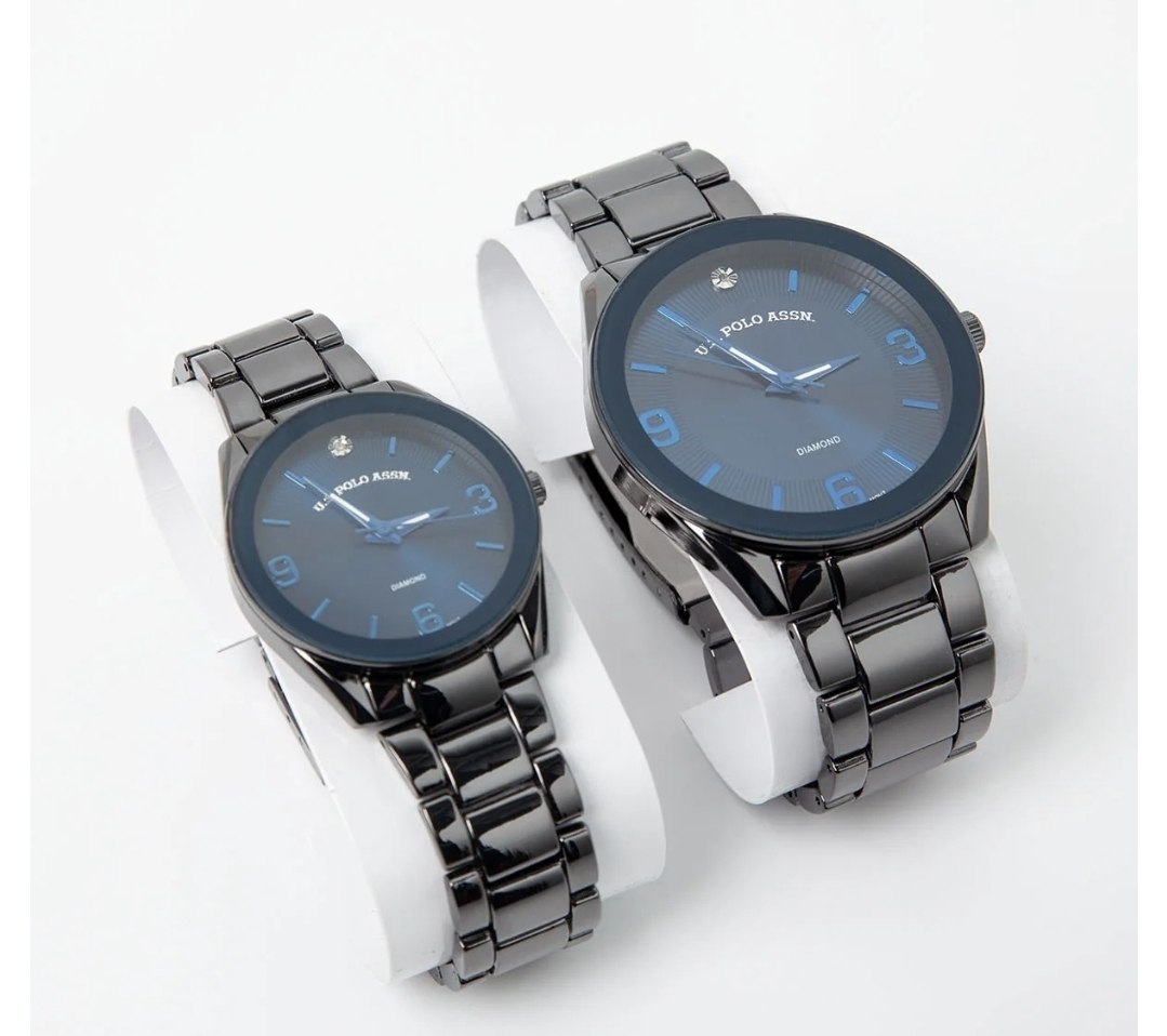 HIS AND HERS BLUE DIAMOND DIAL WATCH SET