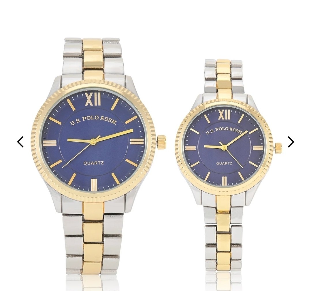 HIS AND HERS TWO TONE ANALOG WATCH SET