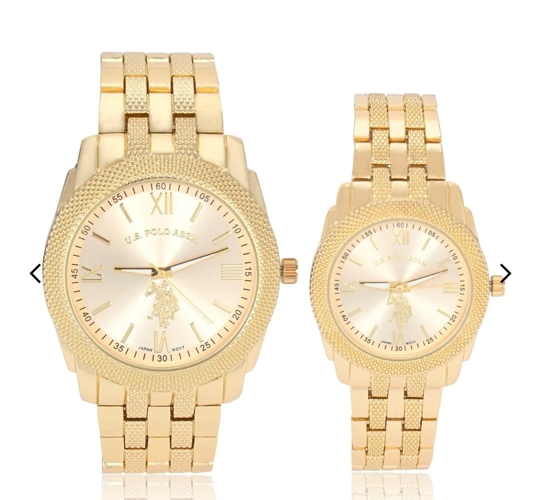 HIS AND HERS GOLD LINK WATCH SET